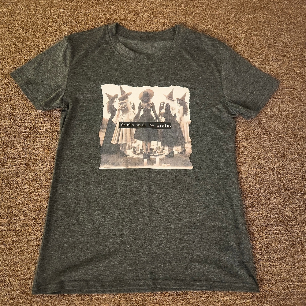 Witchy “Girls Will Be Girls” Graphic Tee SMALL